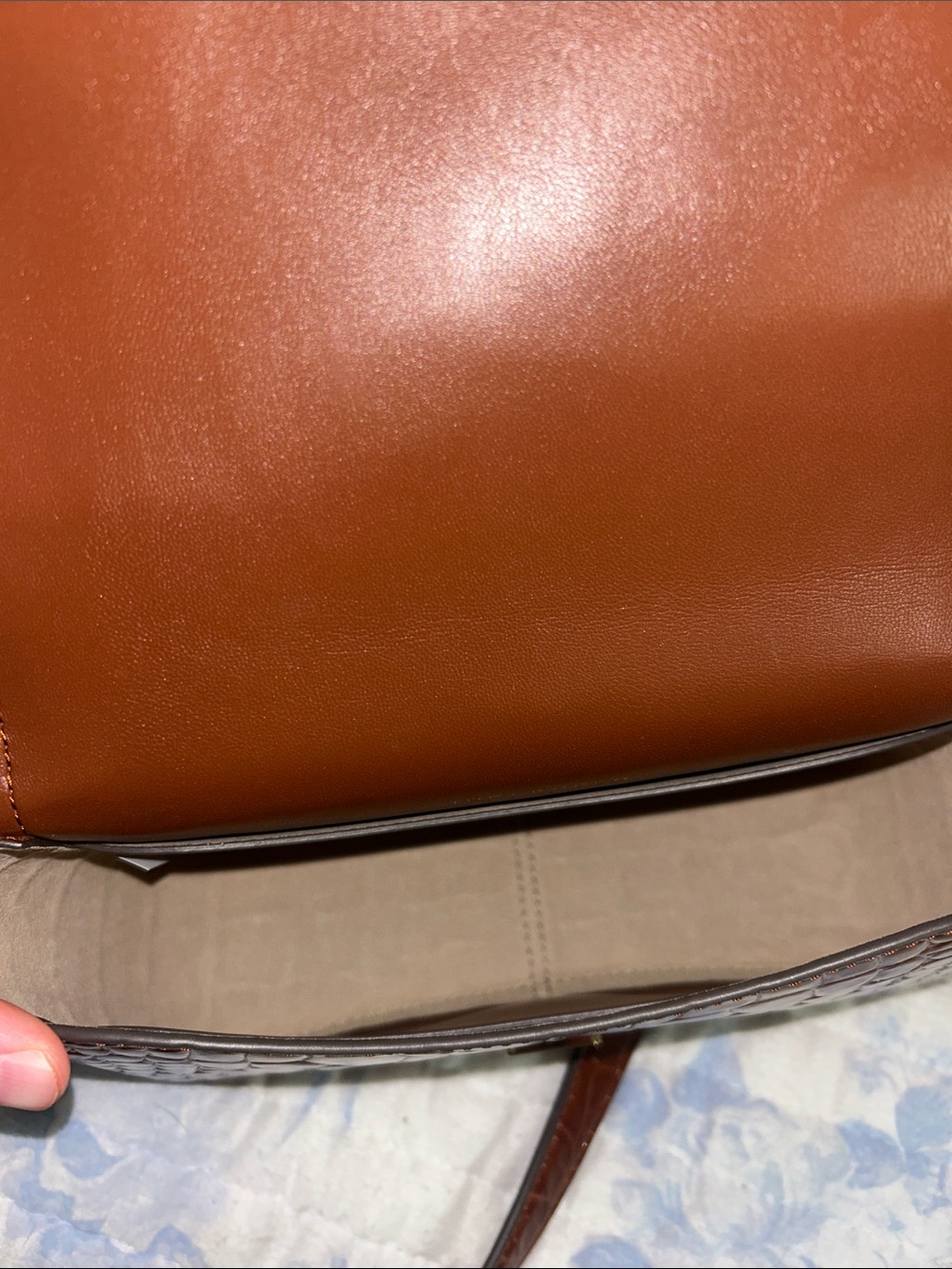 Tory Burch Croc-Embossed Crossbody Bag in Chestnut Brown - Picture 5 of 5